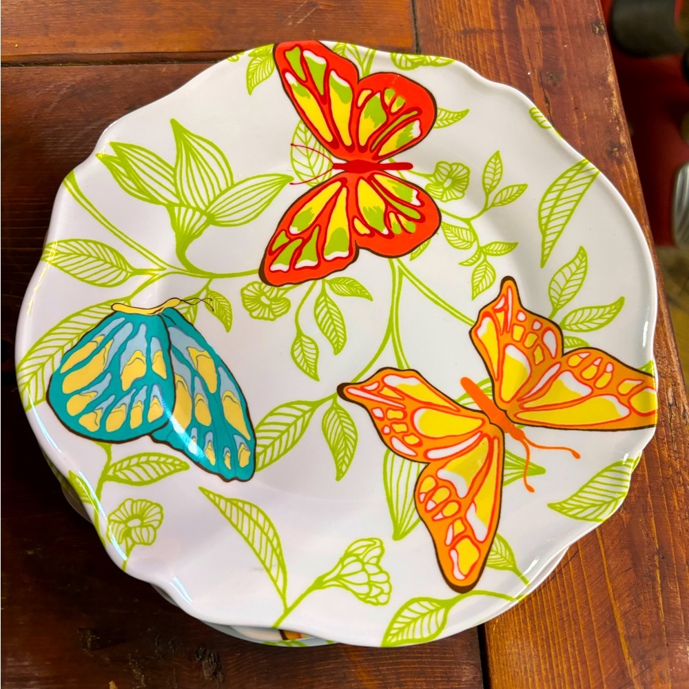 Better Homes And Gardens Butterfly Melamine Plate 8" Set of Four